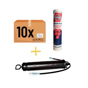Zestaw do smarowania młotów hydraulicznych: smarownica NILS + 10 x NILS Meisselpaste 400g